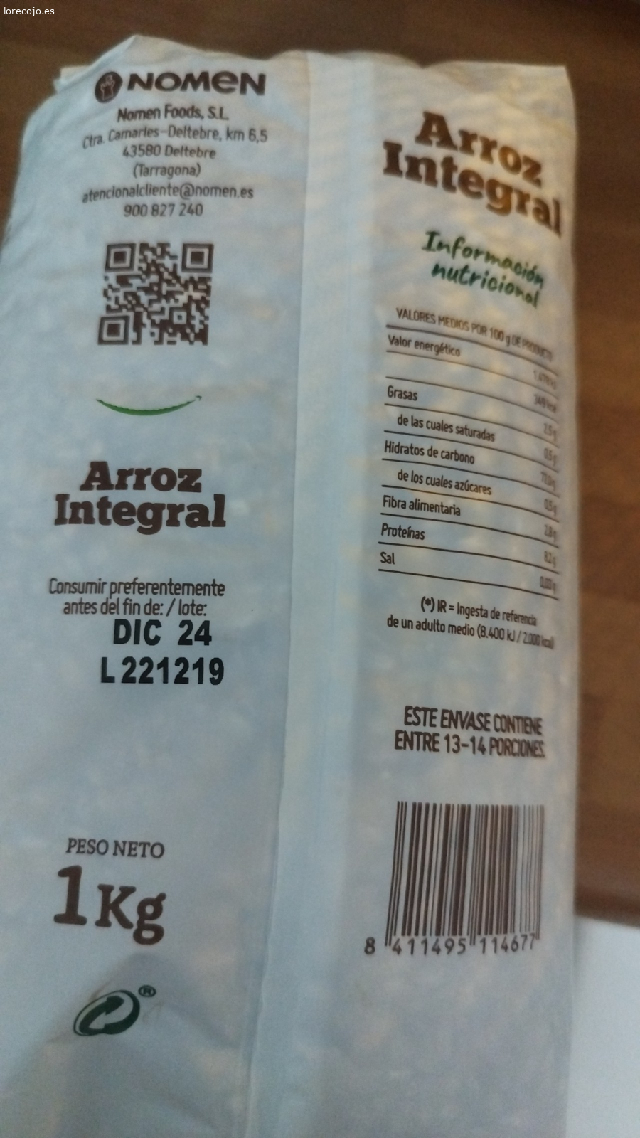 arroz integral. 3 bolsas (3kilos) de arroz integral