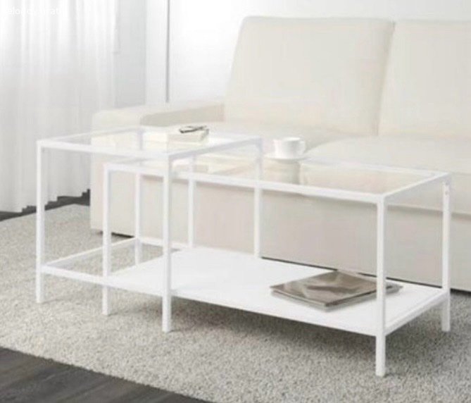 VITTSJÖMesa nido, juego de 2, blanca. Dos mesitas auxiliares de Ikea color blanco. están en buen estado, las quito porque tengo un bebé que está empezando a andar y me da miedo el cristal.